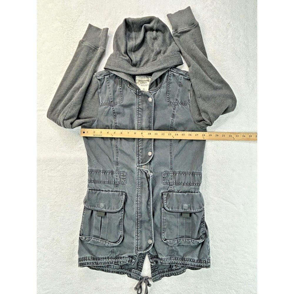 A&F Abercrombie & Fitch‎ Military Utility Hoodie Jacket Women M Gray - Picture 5 of 9